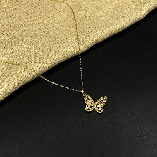 Golden Butterfly Zircon Locket