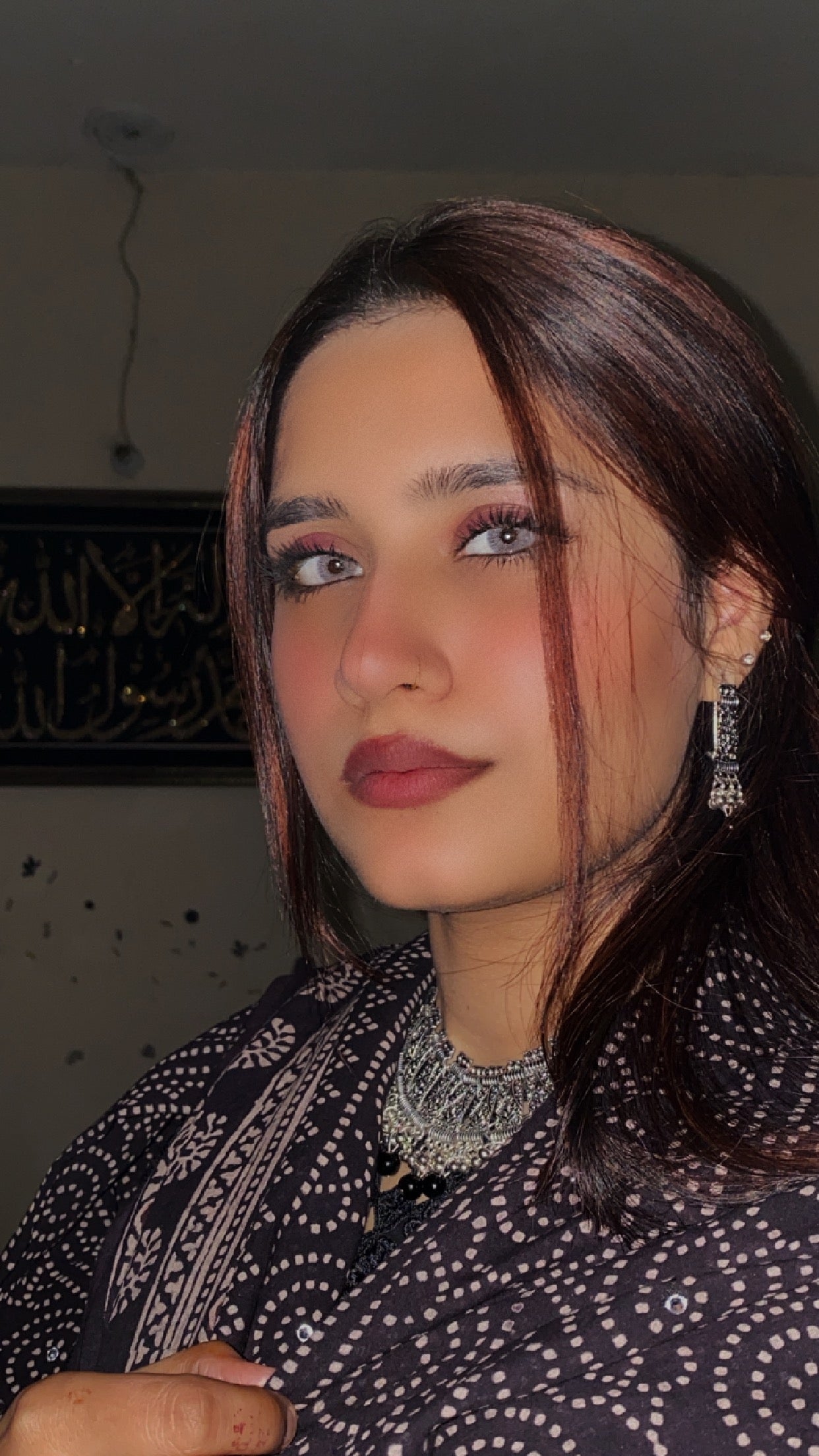 Farshi Pearl Choker Set - Silver Black