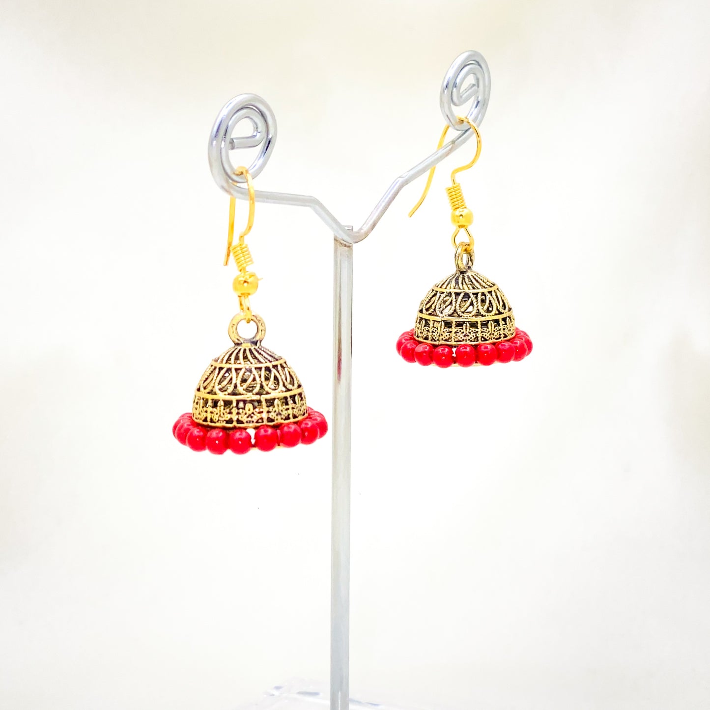 Red Bead Jhumki
