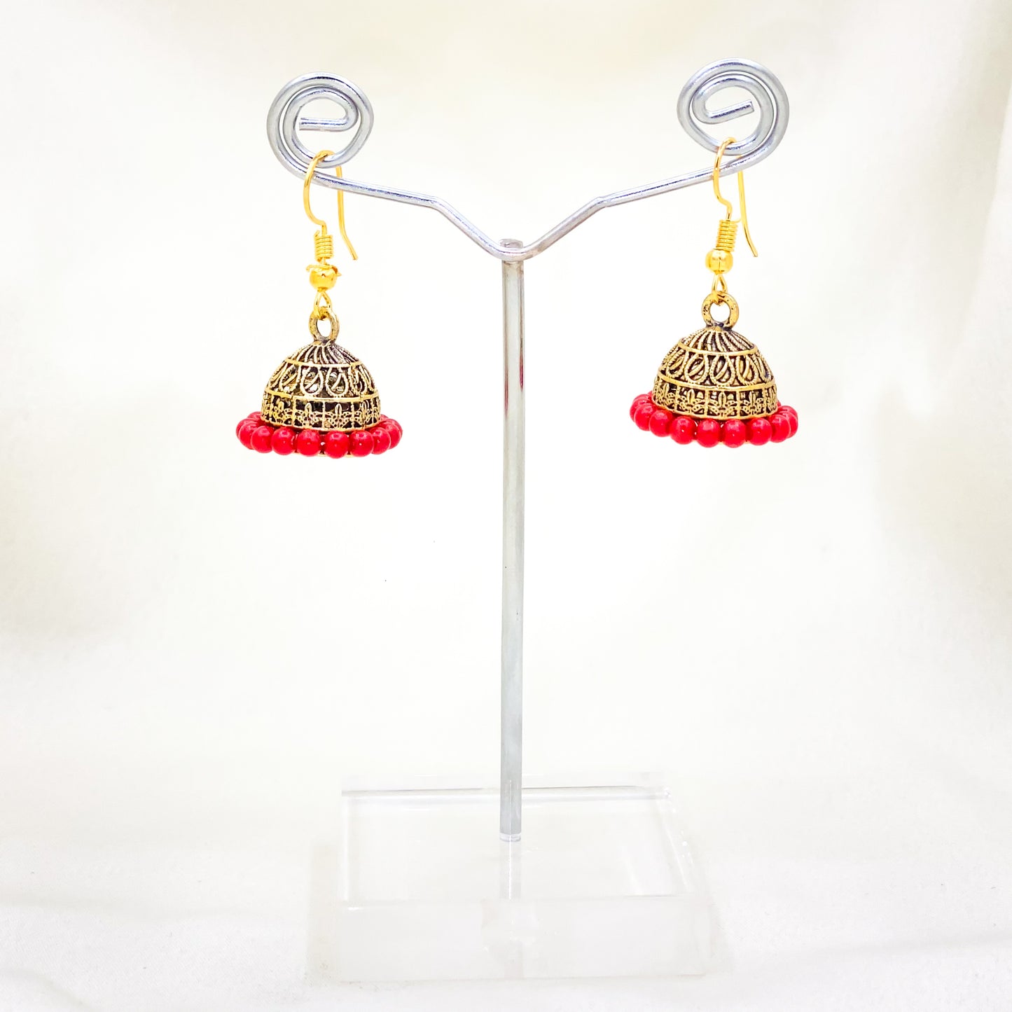 Red Bead Jhumki