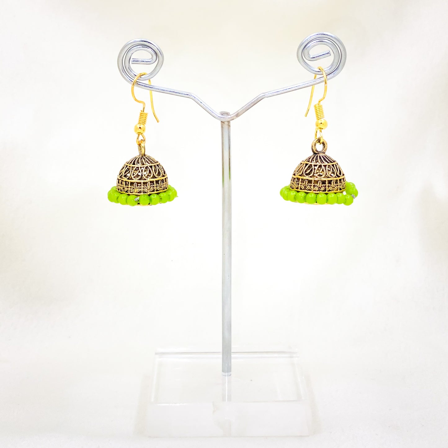 Green Bead Jhumki