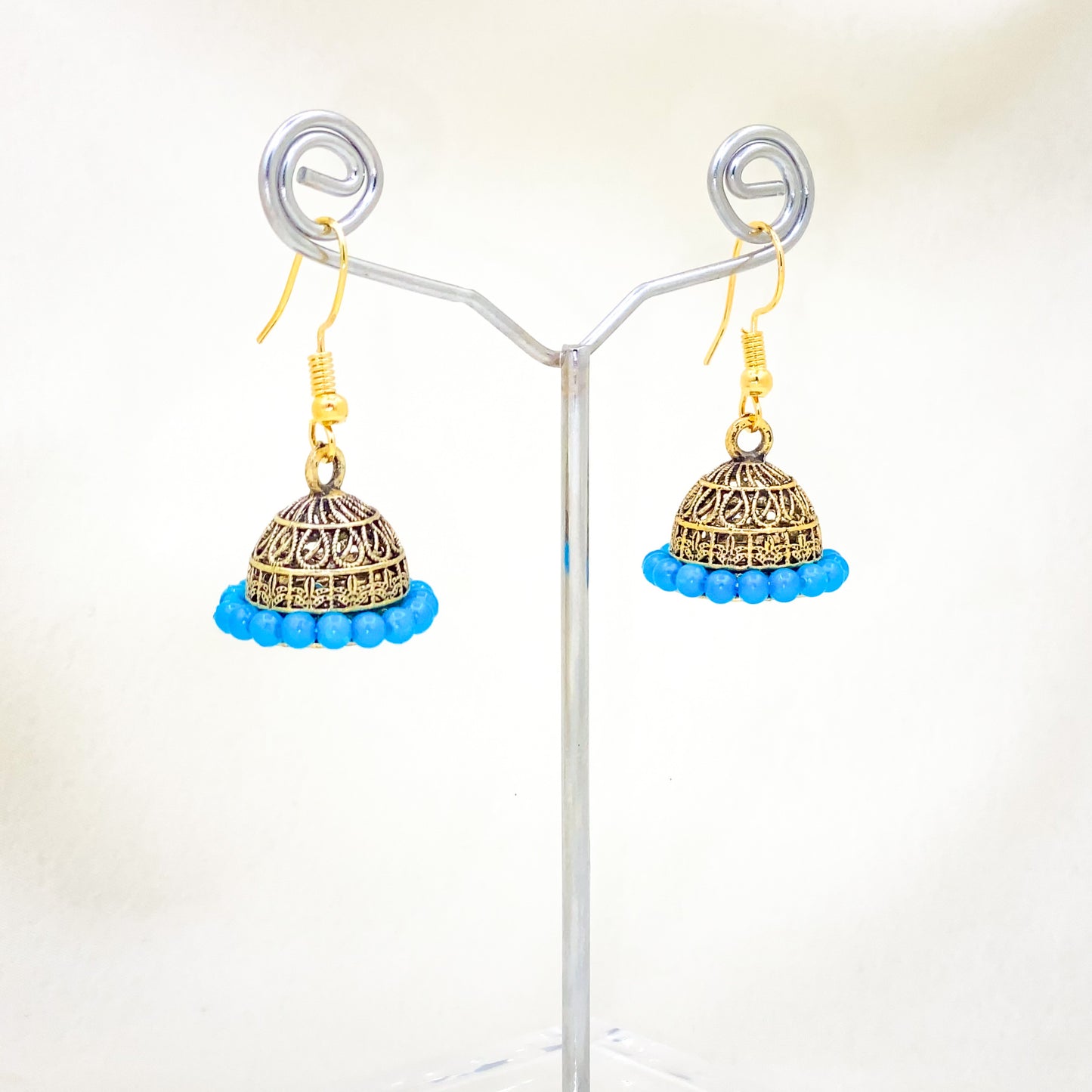 Sky Blue Bead Jhumki