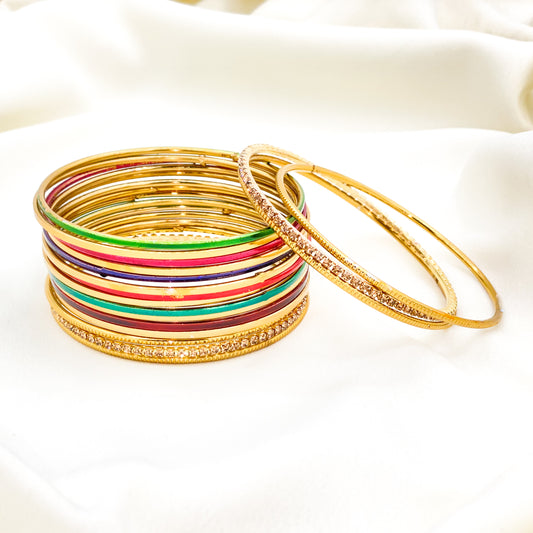 Multi Color Golden Bangles