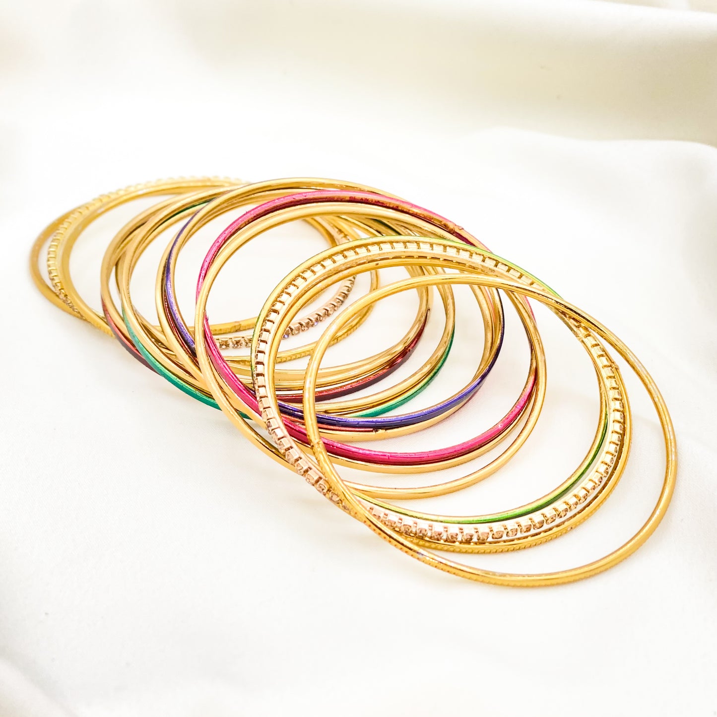 Multi Color Golden Bangles