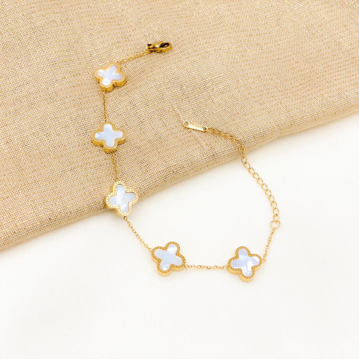 Four Leaf Clover Bracelet - White