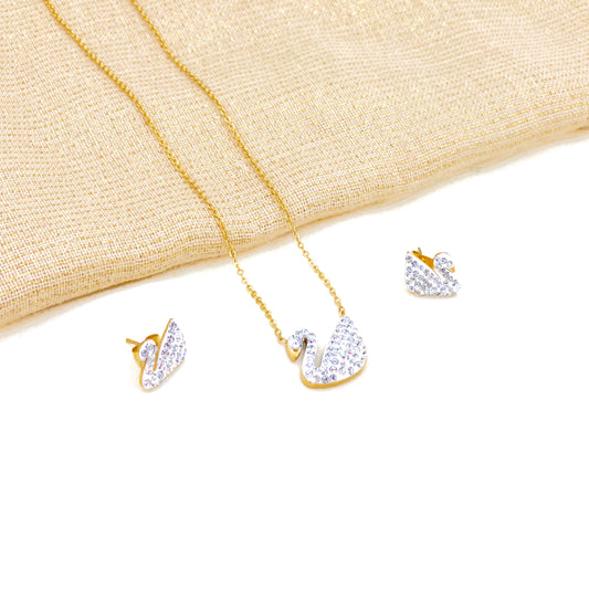 Swan Locket Set - White