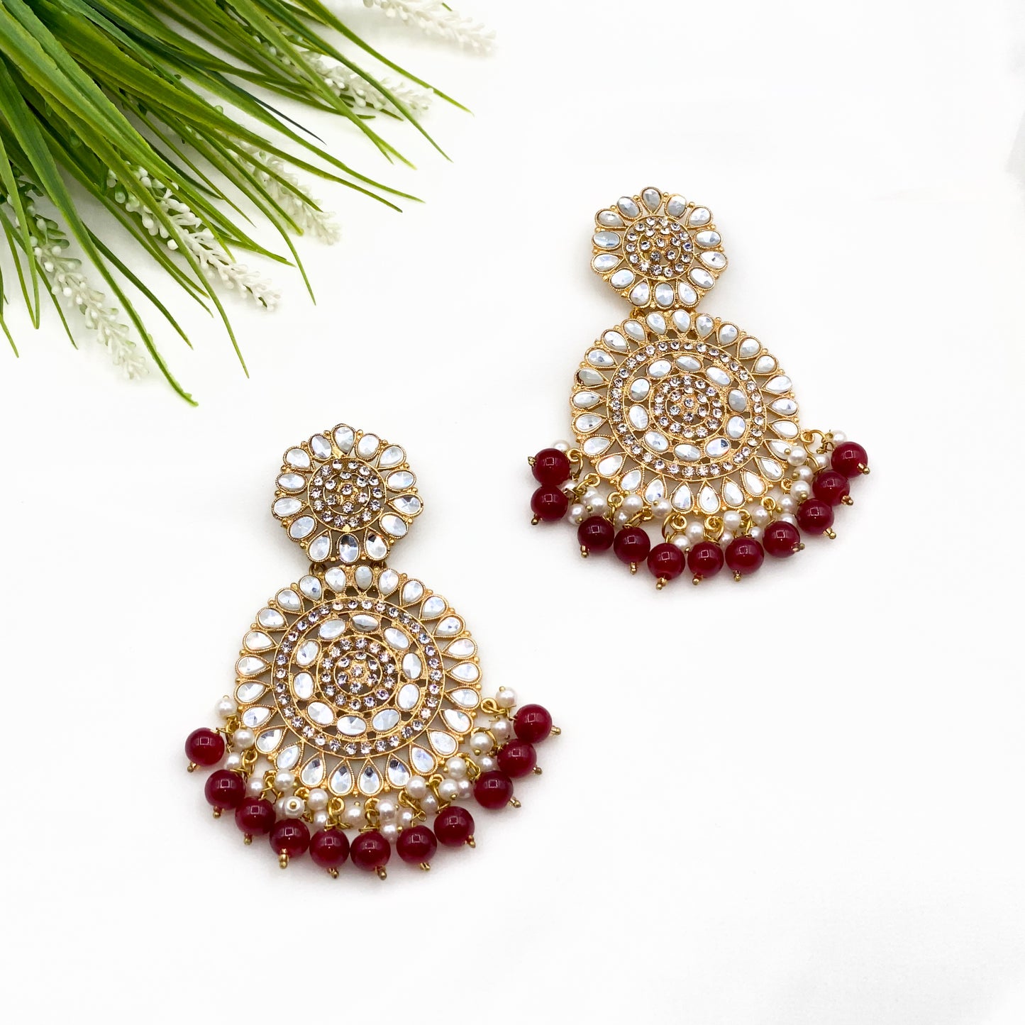 Maroon Kundan Bindiya Kanta