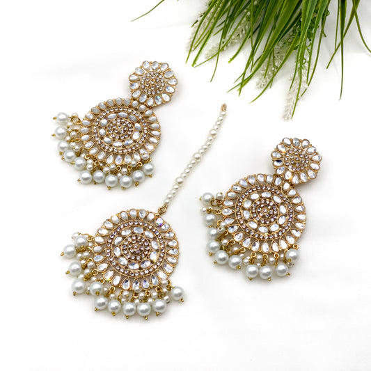 White Kundan Bindiya Kanta