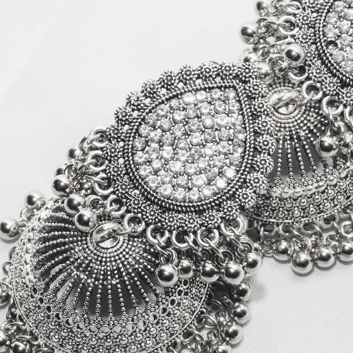 Drop Antique Nagina Jhumka - Silver