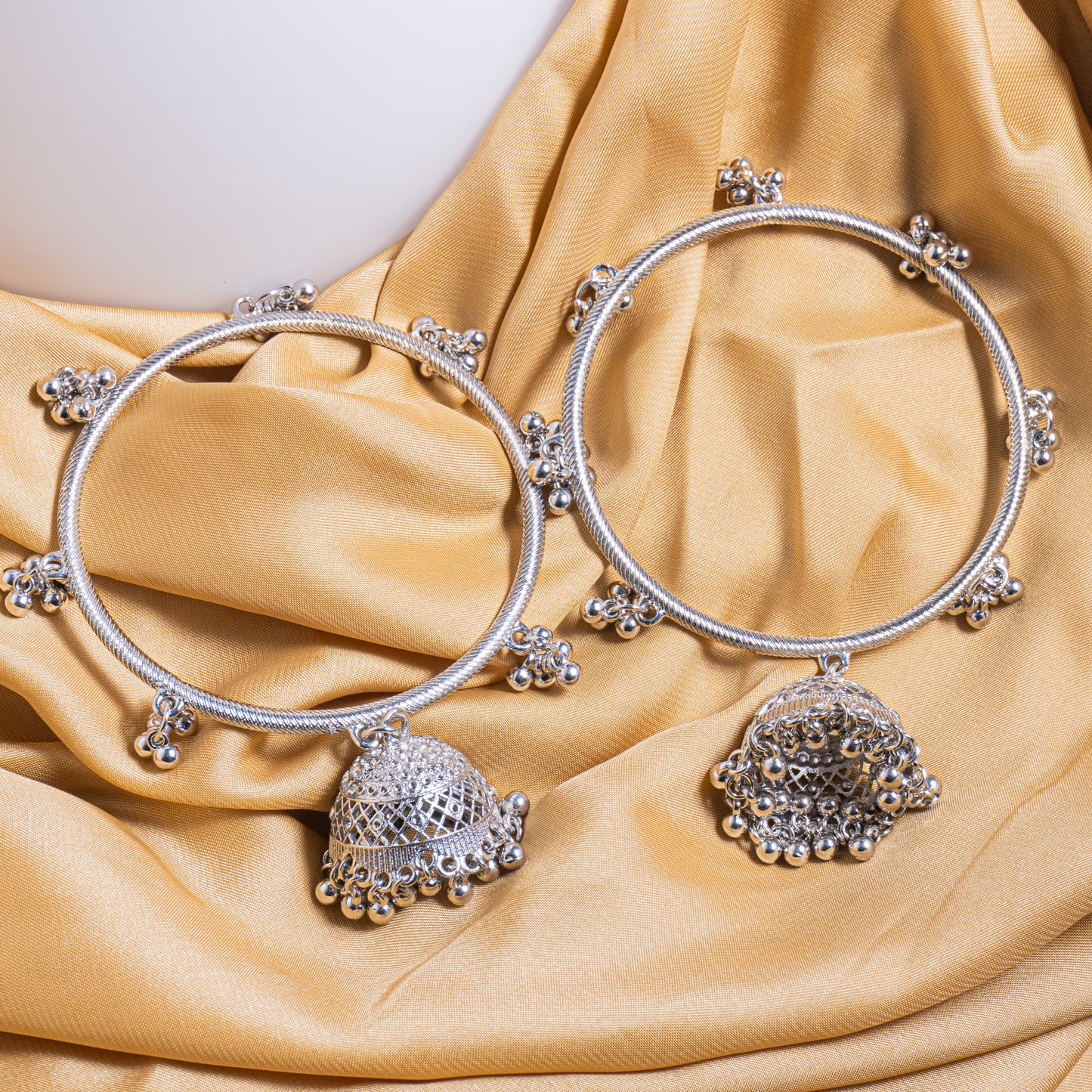 Antique Jhumka Bangles - Silver