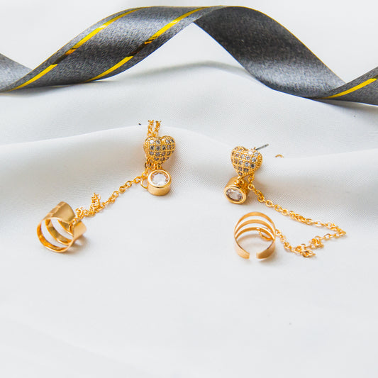 Heart Chain Ear Cuffs