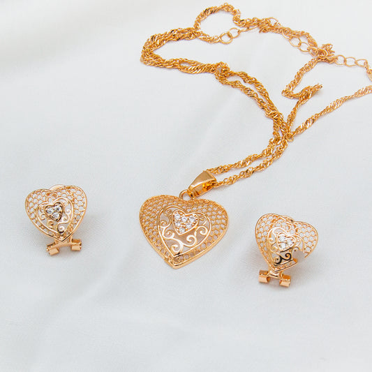 Ornate Heart Locket Set