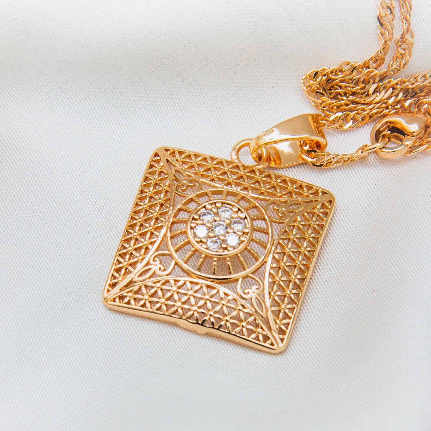 Square Gold Locket Set