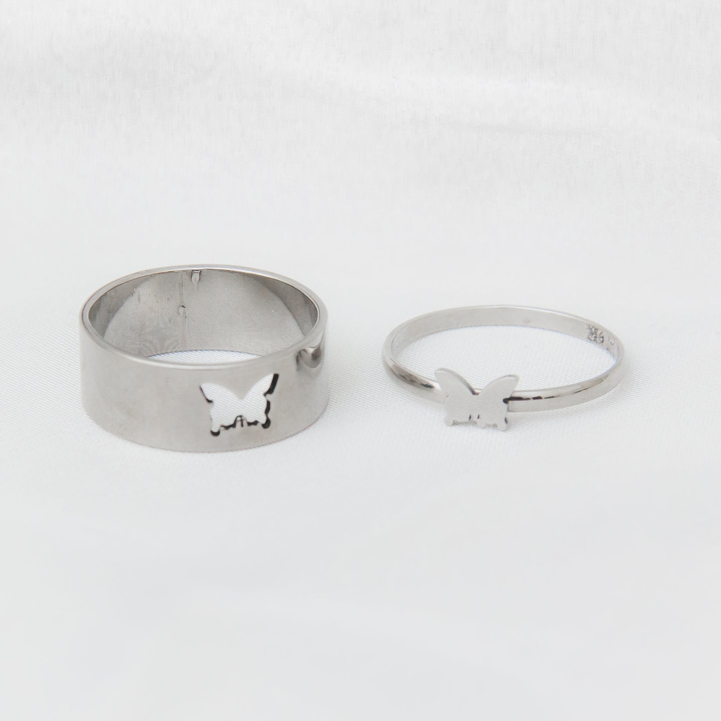 Butterfly Couple Rings - Silver
