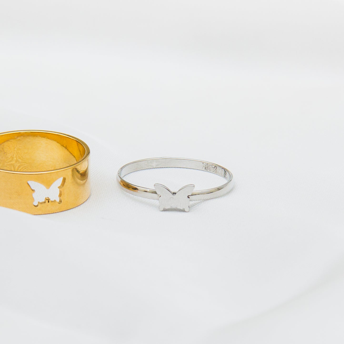 Butterfly Couple Rings - Gold Silver