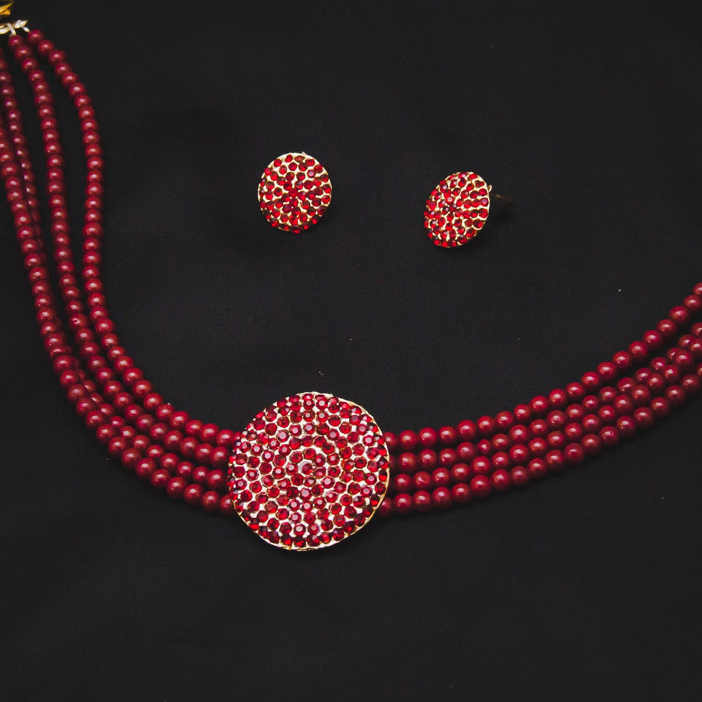 Round 4 Layered Necklace Set - Maroon