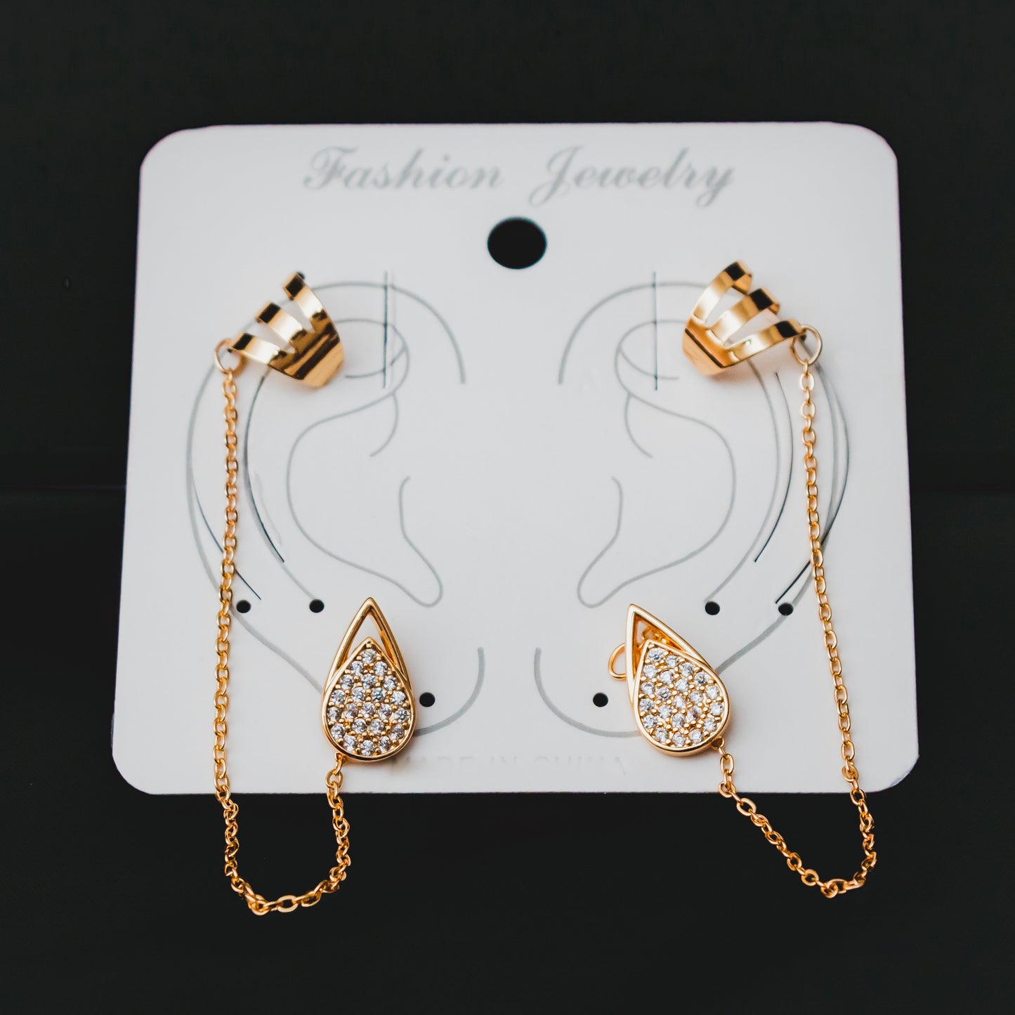 Tear Drop Chain Ear Cuffs