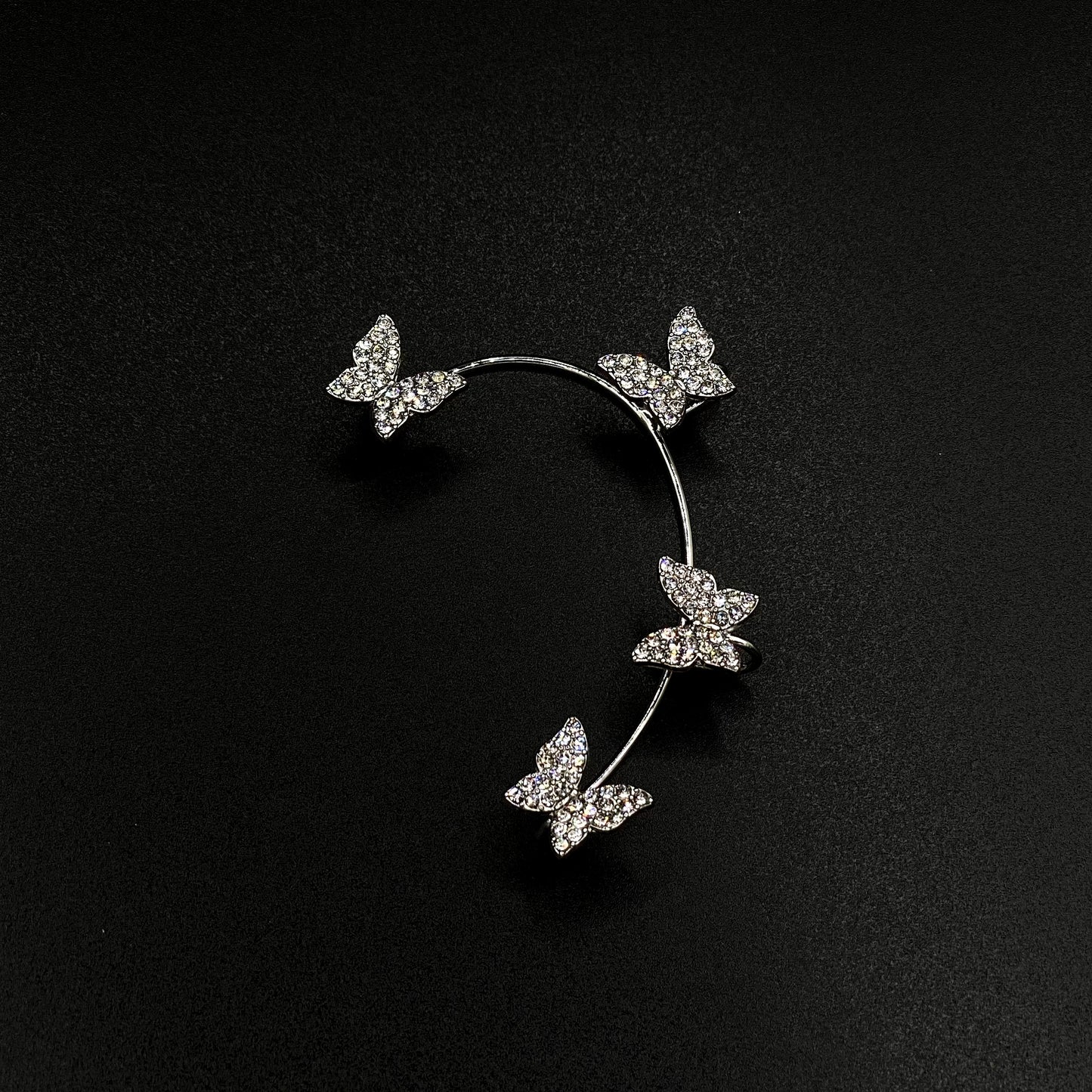 Silver Rhinestone Butterfly Ear Cuffs