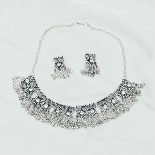 Nagina Studded Choker Set - Silver