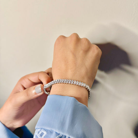 Baguette Silver Tennis Bracelet