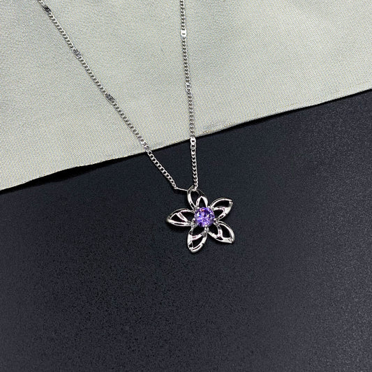 Dainty Floral Zircon Pendant