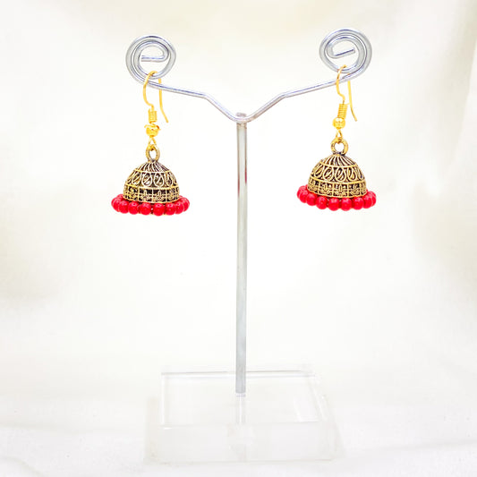 Red Bead Jhumki