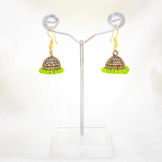 Green Bead Jhumki