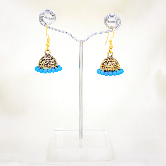 Sky Blue Bead Jhumki