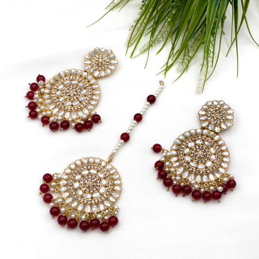Maroon Kundan Bindiya Kanta