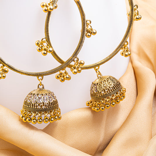 Antique Jhumka Bangles - Gold