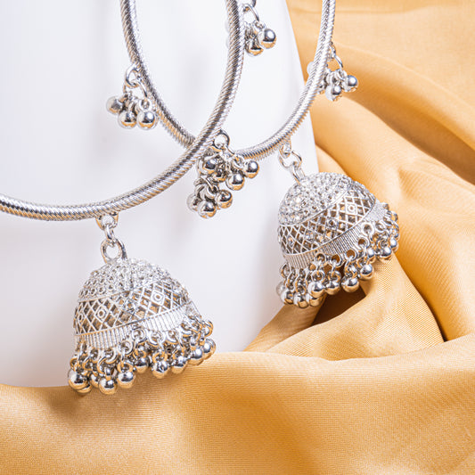 Antique Jhumka Bangles - Silver