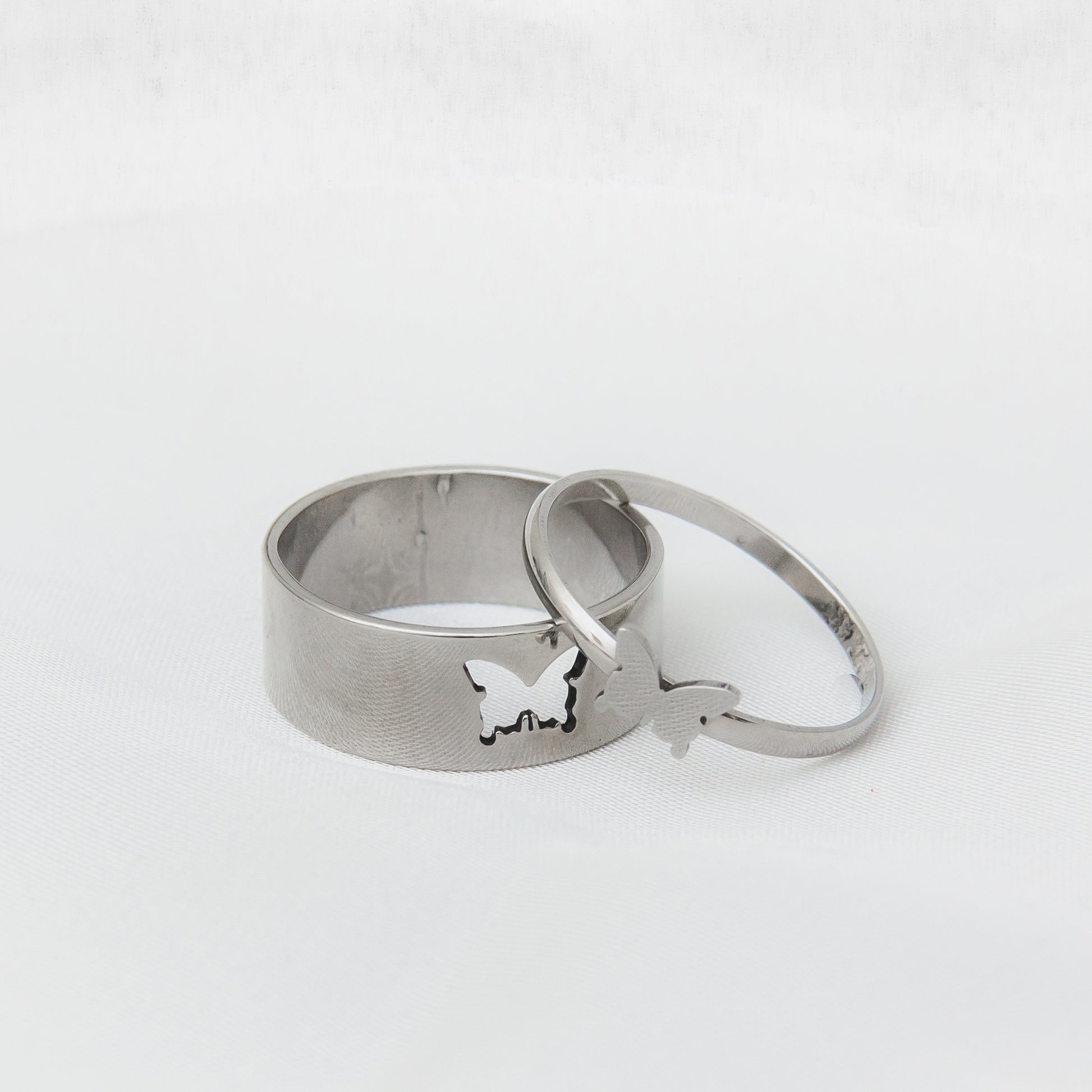 Matching Butterfly Rings For Couples Butterfly Couple Rings Silver